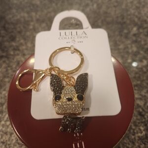 Lulla Collection Dog Gold and Black Bag Charm/Key Chain